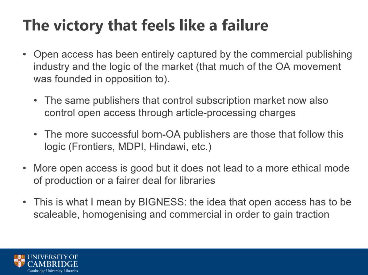 @samoore_ summarising feelings many of us have: #OpenAccess has won the argument but we lost out to OA marketisation. @UCC #OAWeek22 #OAWeek