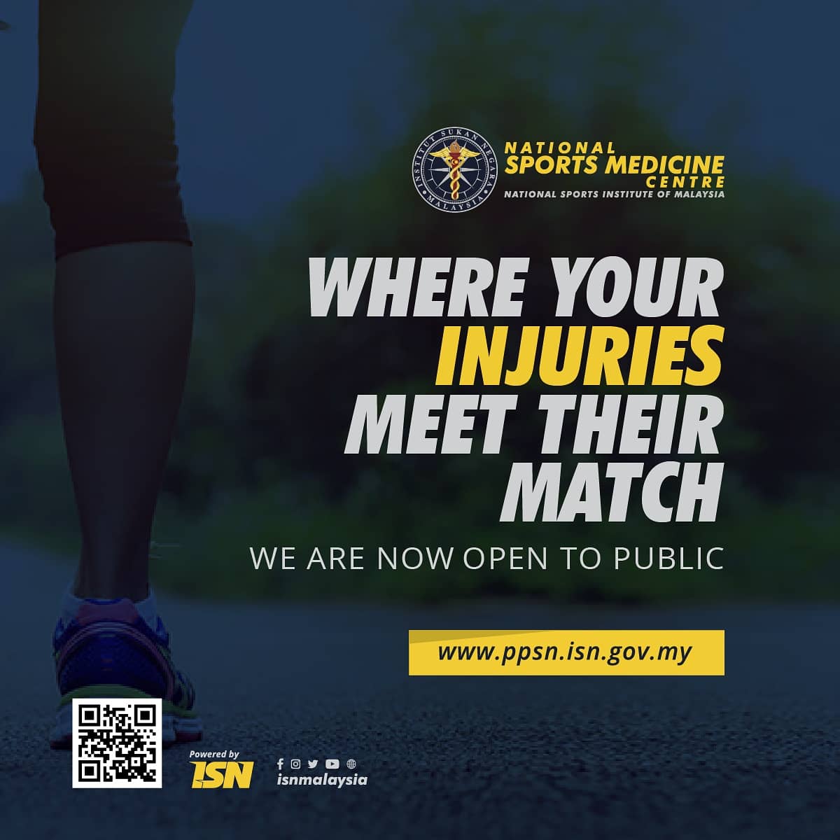 isnmalaysia's tweet image. Anda mengalami kecederaan sukan? Dapatkan rawatan di PPSN! Hubungi 03-89914880 untuk temujanji!

#TeamISN #PPSN #SportsMedicine