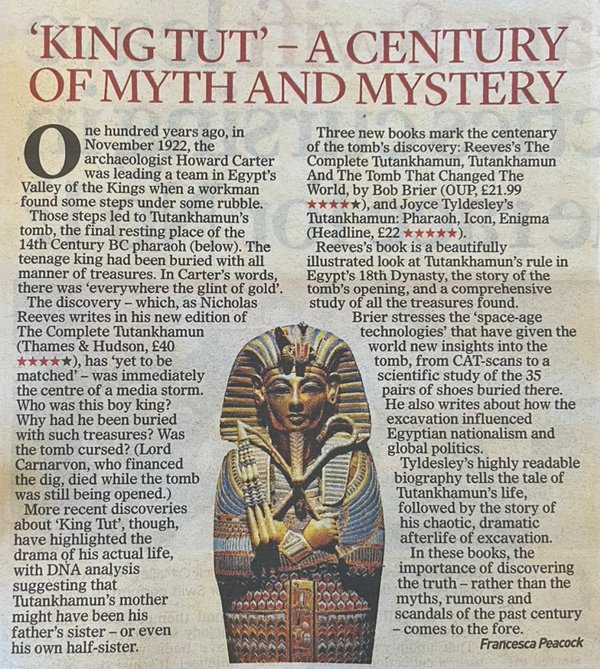 A throwback to my publishing days and a ⭐️⭐️⭐️⭐️⭐️ MoS review for the brilliant book that @JoyceTyldesley has penned. She took an hazy IP idea and turned it into a compelling story of the truth behind the fiction we all think we know and I couldn't be more proud.