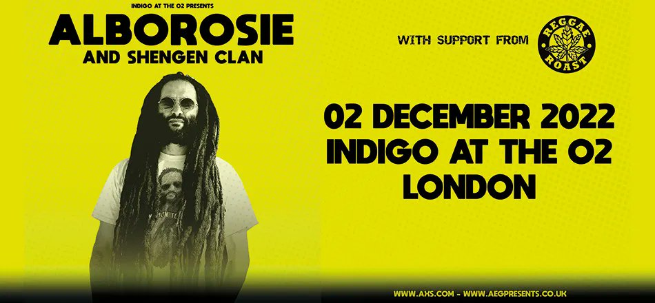 Just in: Support added for @Alborosie & Shengen Clan on 2 December. He will be joined by London reggae ensemble @REGGAEROAST 🕶 Don't miss out. Tickets are available here >> bit.ly/Alborosie_indi…