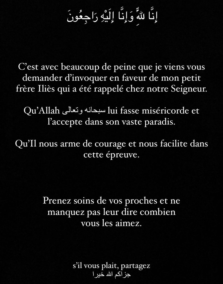 jvvvr_'s tweet photo. السلام عليكم

Je vous demande simplement d’invoquer en faveur de mon défunt petit frère… https://t.co/AaaKdnIDcy