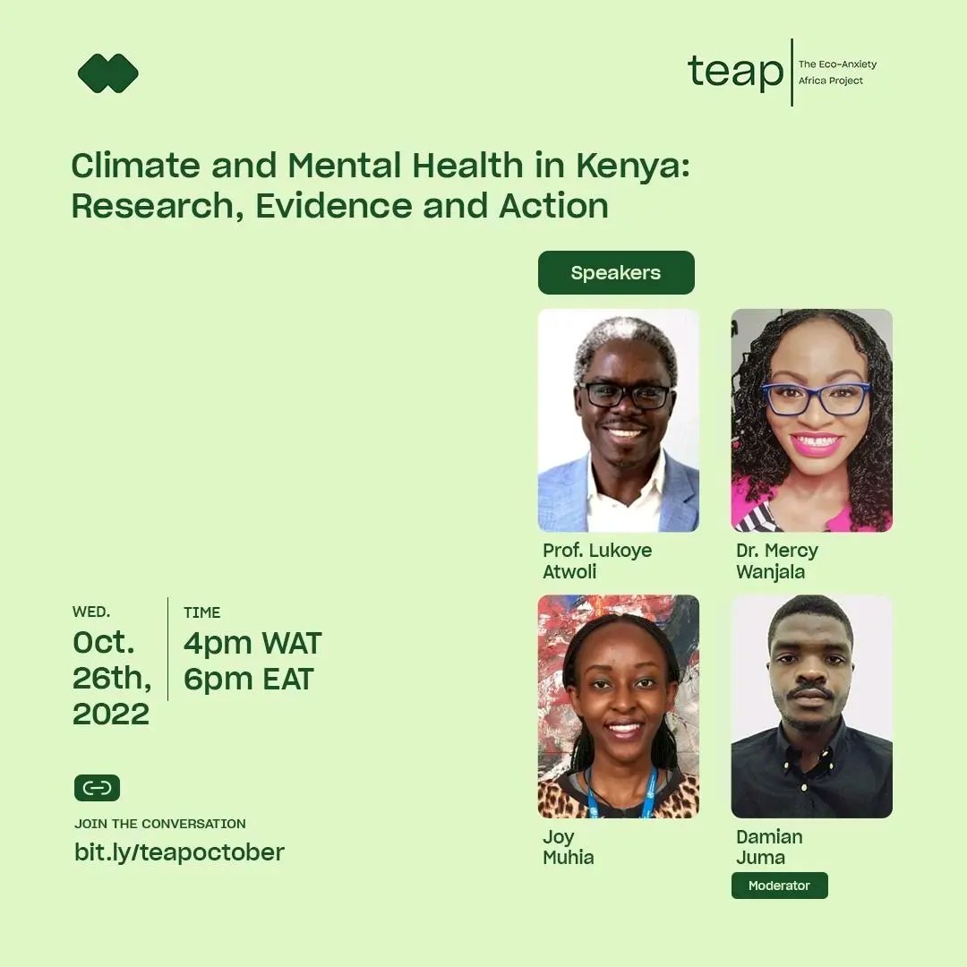 MedicalPsych_KE's tweet photo. Climate and Mental Health in Kenya: Research, Evidence and Action

Oct 26, 2022 04:00 PM

Make sure you join. 
https://t.co/4zdsQ8Qai6
#mentalhealth #WhatsApp #MentalHealthAwareness https://t.co/e2MW7ayr5J