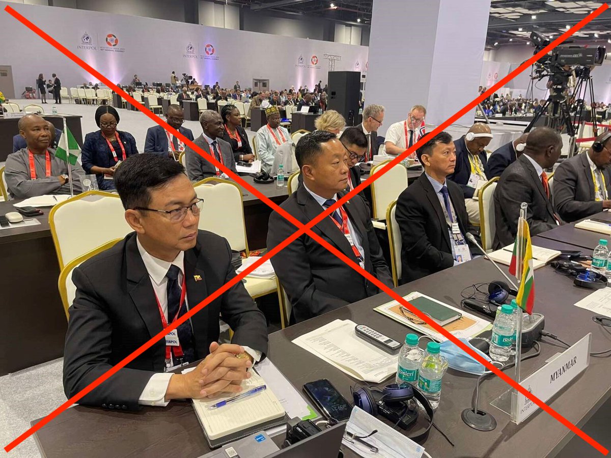🚨Deplorable <a href="/INTERPOL_HQ/">INTERPOL</a> is still legitimising #Myanmar junta &amp; emboldening its crimes. Interpol invited war criminal Zin Min Htet to its General Assembly, illegally representing Myanmar. He had talks w/ <a href="/INTERPOL_SG/">Valdecy Urquiza</a> &amp; discussed "Myanmar terrorists hiding in foreign countries".