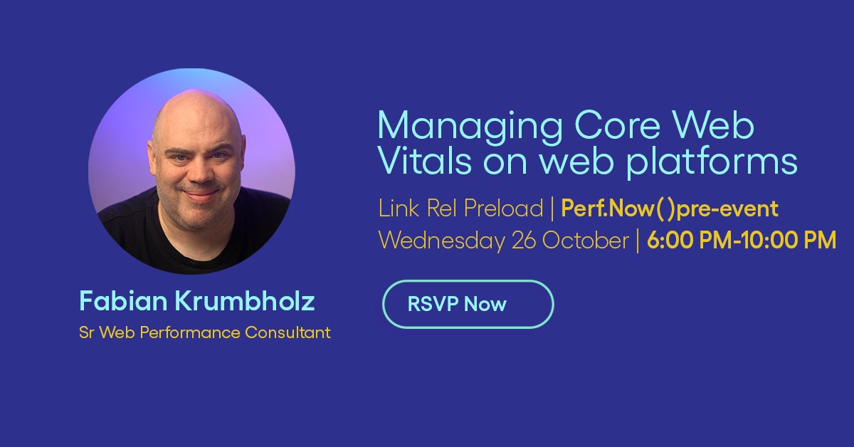 Cognizant Netcentric (@netcentrichq) on Twitter photo Tomorrow evening <a href="/fabkru/">Fabian Krumbholz</a> will be presenting Managing Core Web Vitals on web platforms at the <a href="/PerfNowConf/">performance.now() conference</a> Pre-Event. Warm up before the event, learn about the challenges and opportunities, connect with the community and have fun!
Waiting list:
meetup.com/front-end-forw…
#perfnow Tomorrow evening <a href="/fabkru/">Fabian Krumbholz</a> will be presenting Managing Core Web Vitals on web platforms at the <a href="/PerfNowConf/">performance.now() conference</a> Pre-Event. Warm up before the event, learn about the challenges and opportunities, connect with the community and have fun!
Waiting list:
meetup.com/front-end-forw…
#perfnow