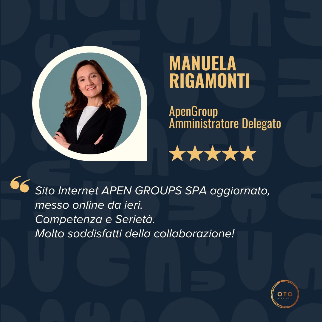 OTOAgency's tweet photo. Un #cliente soddisfatto è sempre una vittoria da celebrare! 🎉

Scopri cosa ha detto di noi il team di APEN GROUP al termine della realizzazione di un progetto che ha portato alla nascita di un nuovo #sitoweb.

Grazie Manuela!❤️

#otoagency #ontopof #digitalmarketing #diconodinoi https://t.co/7ww4dCDsNh