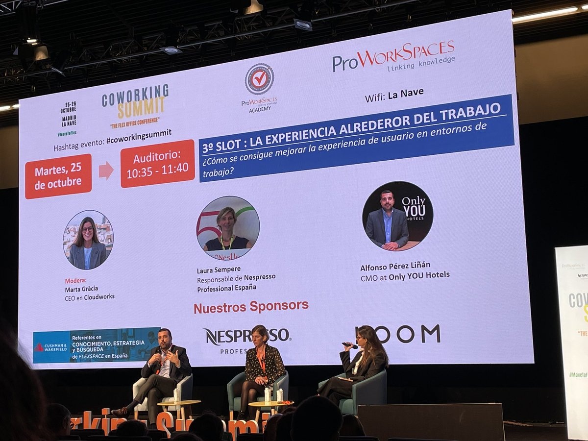 LexingtonBC's tweet photo. 🎙️☕️ #CoworkingSummit 

“La #vueltaalaoficina ha sido un reto, y es que los #espaciosdetrabajo tienen que ser atractivos para que los equipos quieran volver, se reconozcan en ellos y creen experiencias”. 

@ProWorkSpaces @LaNaveMadrid https://t.co/Mgjqm6M0yN