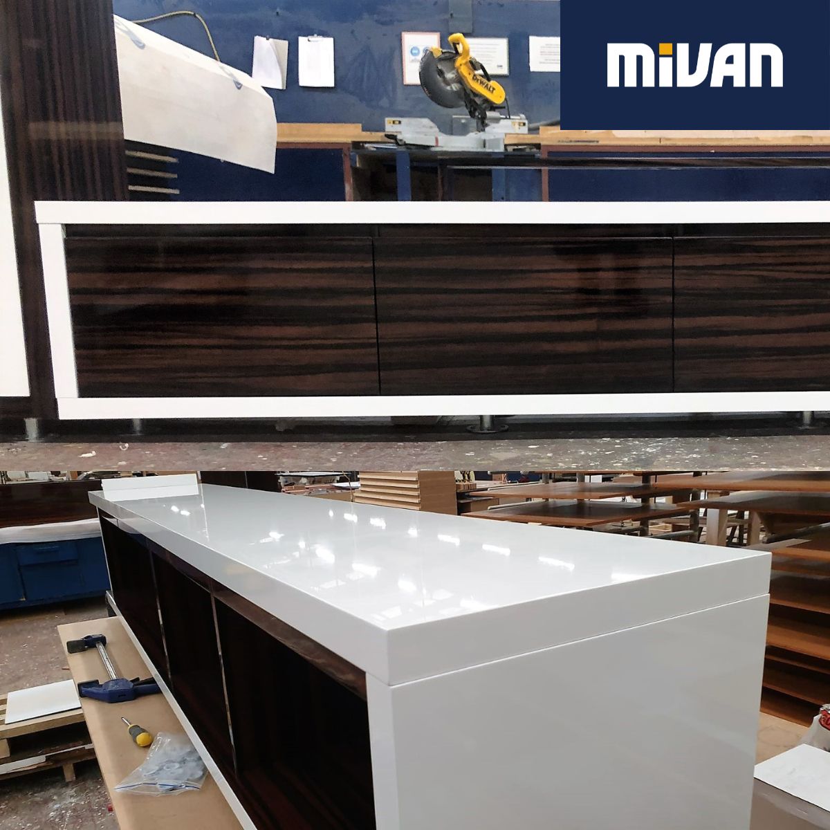 The finish on this bespoke TV stand is outstanding! Our client needed to match existing furniture. Our design dept. found this Madagascar Ebony veneer - a perfect match. A great example of an innovative solution for our client. For more info, please visit bit.ly/3DsEpKr