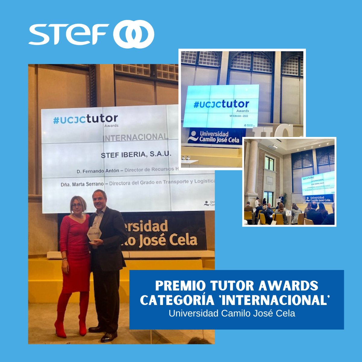 #STEF ha recibido el premio "Internacional" 🏅 como entidad colaboradora que favorece la movilidad internacional de #prácticas🎓 en la VII edición de los premios "Tutor Awards" de la <a href="/universidadcjc/">UCJC</a>.

👉 Conoce más sobre nuestros programas de prácticas. bit.ly/35npBJe