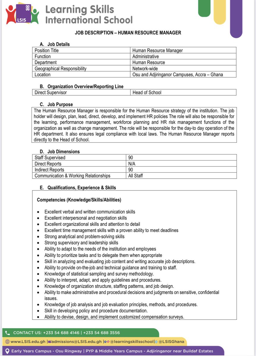 LSISGhana's tweet photo. We are hiring !! Please send your Cv to hr@lsis.edu.gh latest by Friday, October 28 ,2022. https://t.co/C1fO2yniFs