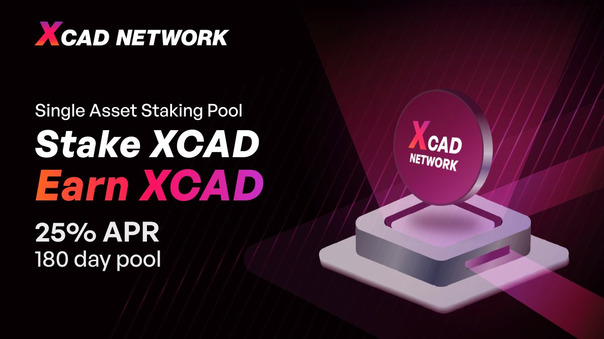 Due to popular demand we're excited to announce a new XCAD single asset staking pool! 🧑‍🌾APR: 25% 🔐Lockup period: 180 Days 🔥Early unstake penalty: 30% ⛓️Chain: Zilliqa Stake NOW 👇 swap.xcadnetwork.com
