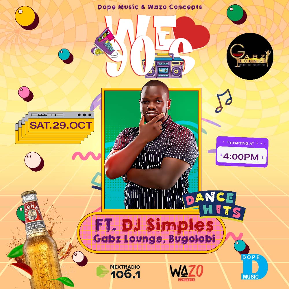 J H (@japh_4) on Twitter photo This Saturday.... WE❤90s is back! <a href="/gabzlounge/">Gabz Lounge</a> With the doppest 90s throwback tunes all night long from <a href="/DjSimples/">DeeJay Simples</a> and <a href="/DJJessybeats/">Jessybeats🌏</a> POWERED by @TuskerCider and <a href="/nextradio_ug/">Next Radio 106.1FM</a> This Saturday.... WE❤90s is back! <a href="/gabzlounge/">Gabz Lounge</a> With the doppest 90s throwback tunes all night long from <a href="/DjSimples/">DeeJay Simples</a> and <a href="/DJJessybeats/">Jessybeats🌏</a> POWERED by @TuskerCider and <a href="/nextradio_ug/">Next Radio 106.1FM</a>