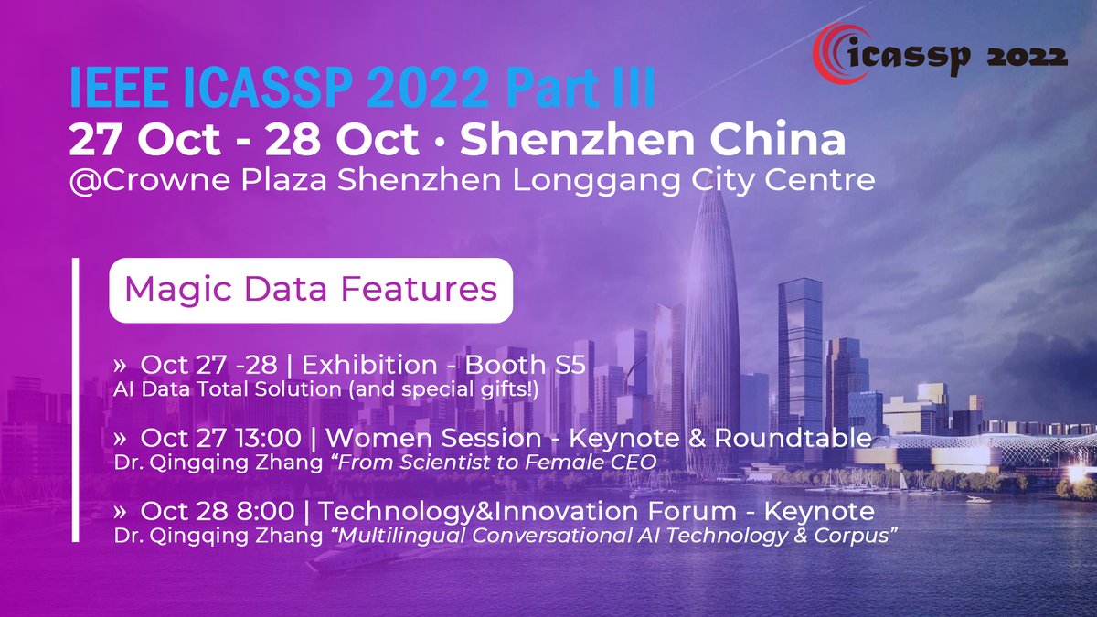 Magic_Data_Tech's tweet image. See you at ICASSP Shenzhen in 2 days! 

#icassp #ai #speechtech #magicdata