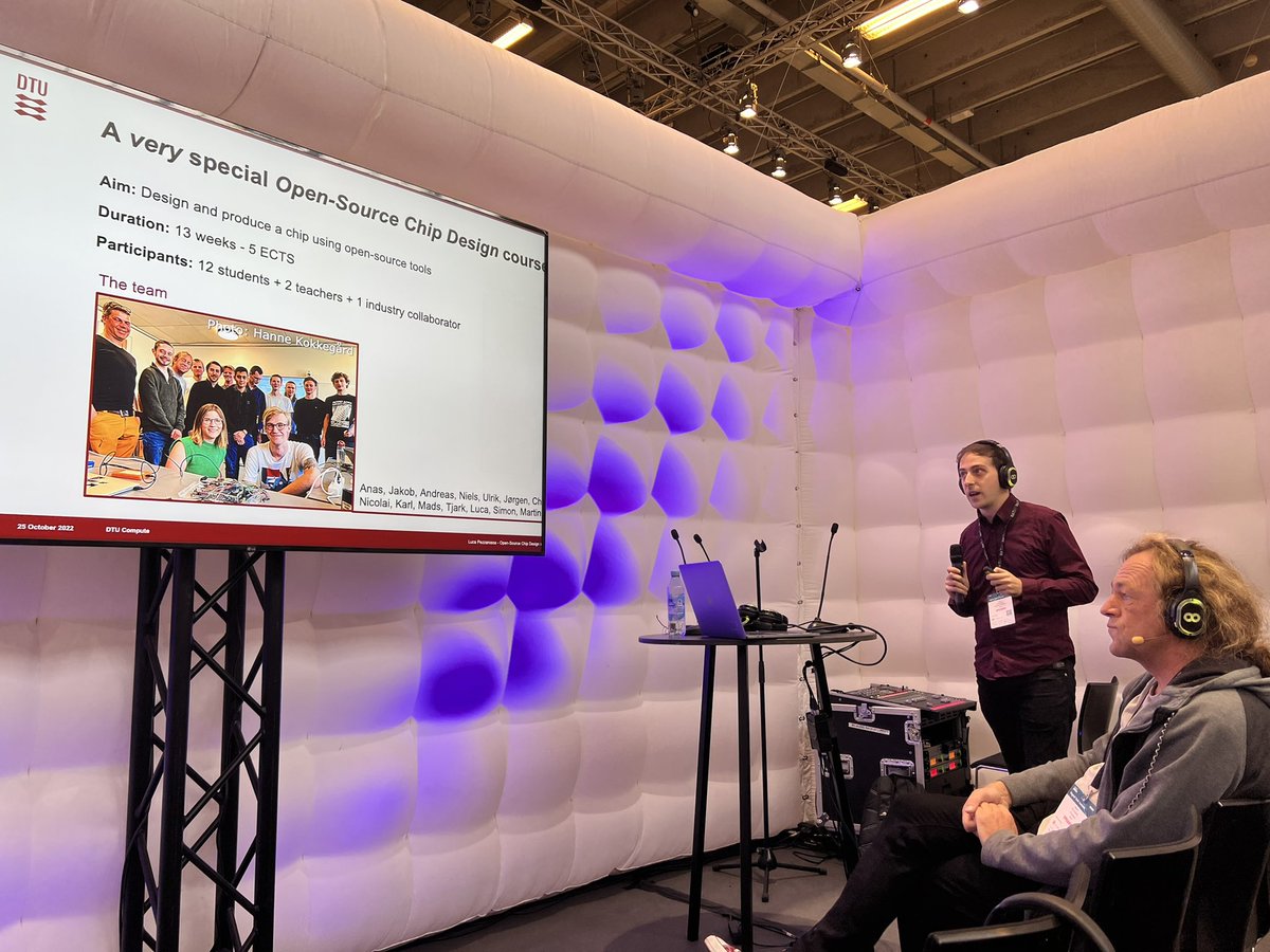 12 BSc stundents designed a multi-core Chip from architecture design to full Chip-layout in 13 weeks using Open Source tools. Supervised by Luca Pezzarossa and Martin Schoeberl <a href="/DTU_Compute/">DTU Compute</a> and Jørgen K Jakobsen from IC Works.