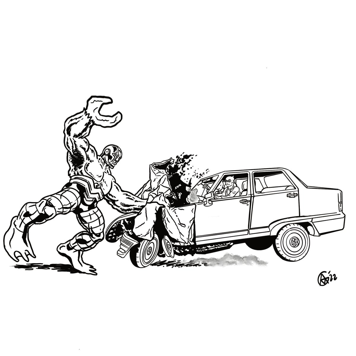 Drew90888211's tweet photo. Kayfabetober Day 25, Geof Darrow. I highly doubt I’d ever be able to get my OC Mash Monster drawn by Darrow but if I did it would be like this only a billion times better #cartoonistkayfabe #kayfabetober #geoffdarrow #myart #fanart #originalcharacter https://t.co/2g1hSu6ZHF