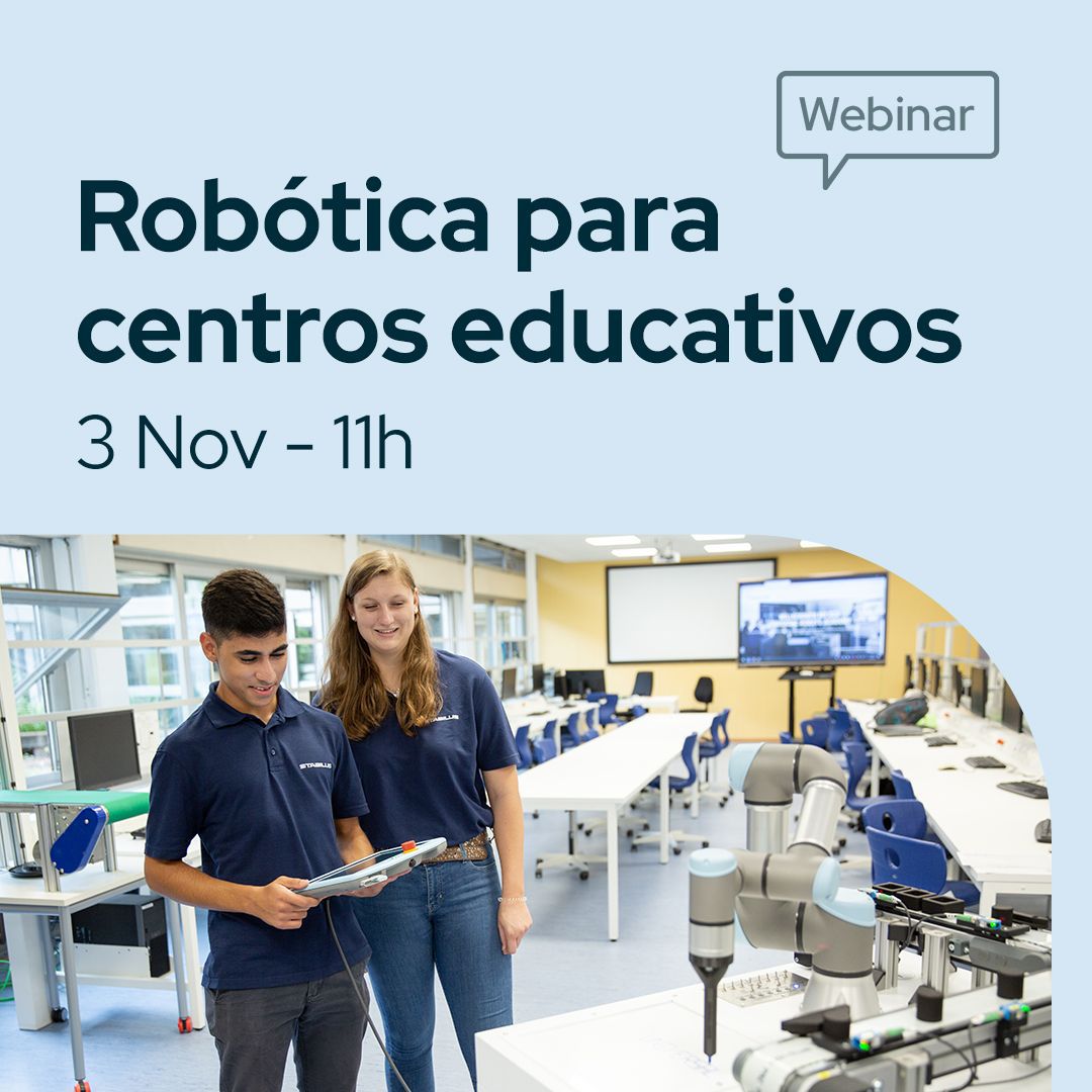 📣 ¿Quieres incorporar robots colaborativos en tu #formación de #automatización, #robótica, #mecatrónica o #Industria40? 
No te pierdas el #webinar “Robótica para centros educativos” de <a href="/UR_Iberia/">Universal Robots ES</a>

🗓️ 3 de Noviembre, a las 11h. 
👉🏼 ¡Inscríbete! → lnkd.in/dhQ4aT4e