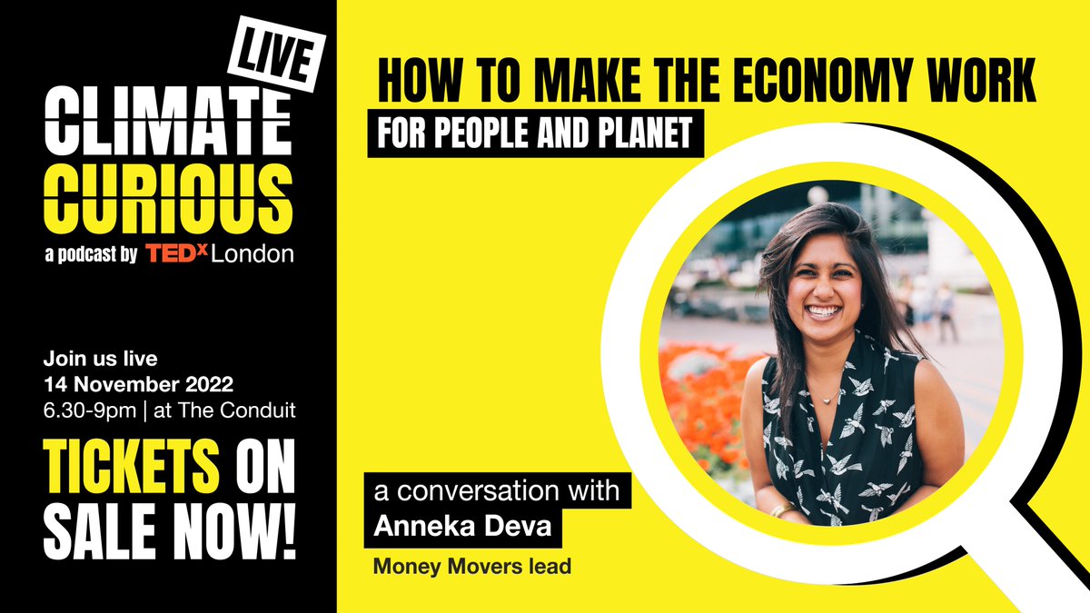 .@annekadeva @money_movers_ @huddlecraft joins the upcoming #ClimateCuriousPod Live Nov 14th at @ConduitInsights to share how women can take #ClimateAction through #PersonalFinances, aiming to move £1 billion by 2030. 👉 Grab your tickets: tedxlondon.com/climate-curiou…