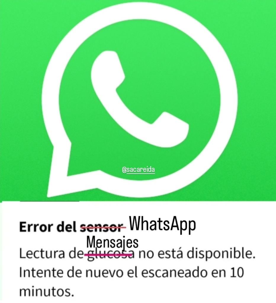 sacareida's tweet photo. Caída mundial de WhatsApp🙄 

#sensor #caida #whatsapp
#diabetestipo1 #diabetestipo2 #diabetesmeme #diabeteslada
#memesdiabetes https://t.co/11OviRMMI1