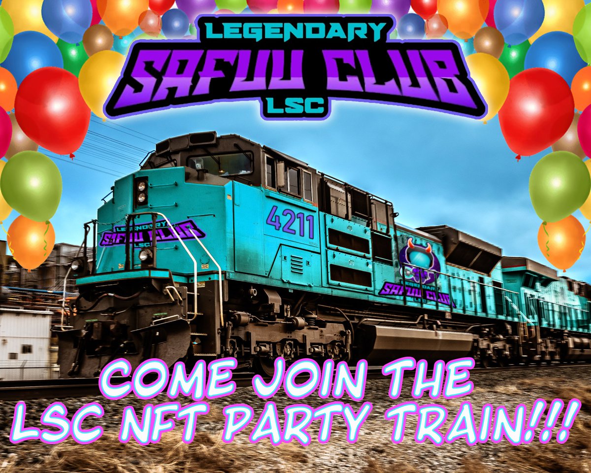 Crypto_Keeper42's tweet photo. All ABOARD!! Hurry and jump on the @LegendarySafuu Club Party Train! Tons of deals and giveaways every time I visit. The #LSCNFT is going to do an airdrop for every holder when #SafuuX goes Main-net. Check out both! #NFTs #NFTGiveaway #degen #defiNFT $SafuuX https://t.co/66Oly21MnW