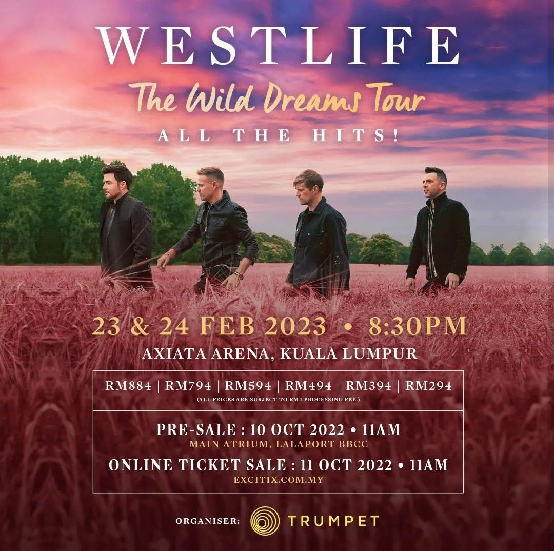 escapismian's tweet photo. [WANT TO SELL] WTS

WESTLIFE THE WILD DREAMS TOUR IN MALAYSIA 

✅ 23 Feb 2023, Thu
✅ Cat 4, 405, Front row
✅ 1 ticket (Corner, easy go in out)

Reason to letgo: Wrong date purchase

Whatsapp for fast reply:
https://t.co/Ip4yzcARRZ

#WestlifeLiveInKl #Westlife #WestlifeMalaysia https://t.co/pEUexNORBH