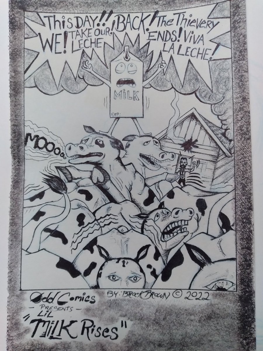 brownbrock59's tweet photo. At long last, the "Lil Milk" series. Thanks for following, I appreciate all of you. #oddcomics #art #lecheliberation #illustration please share, love worth a ton https://t.co/iVdJn6L0RF
