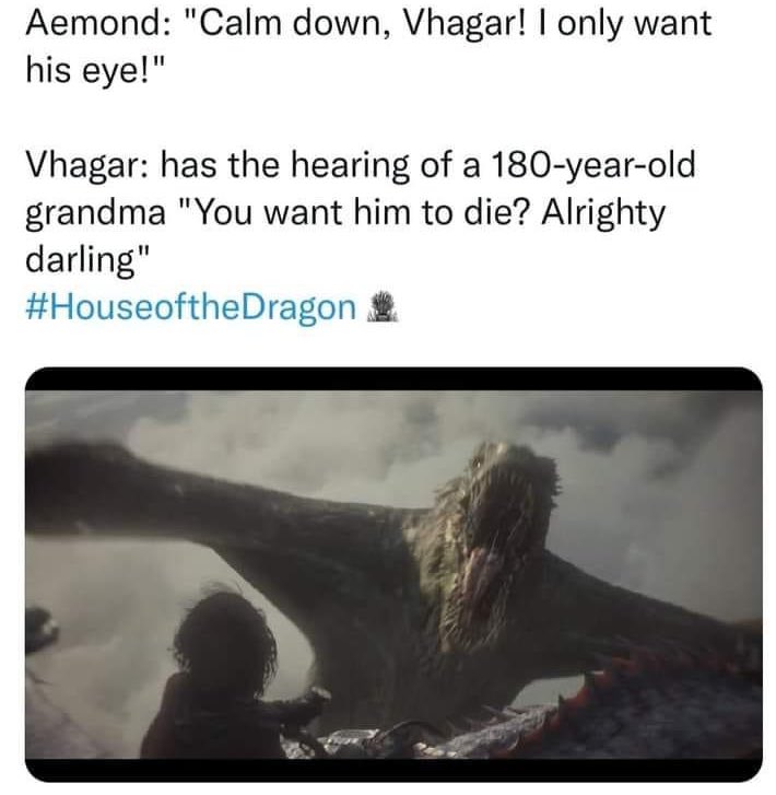 Surely this is how it went down #HouseOftheDragon 

Side note: not sure who sent this tweet I found it on Facebook