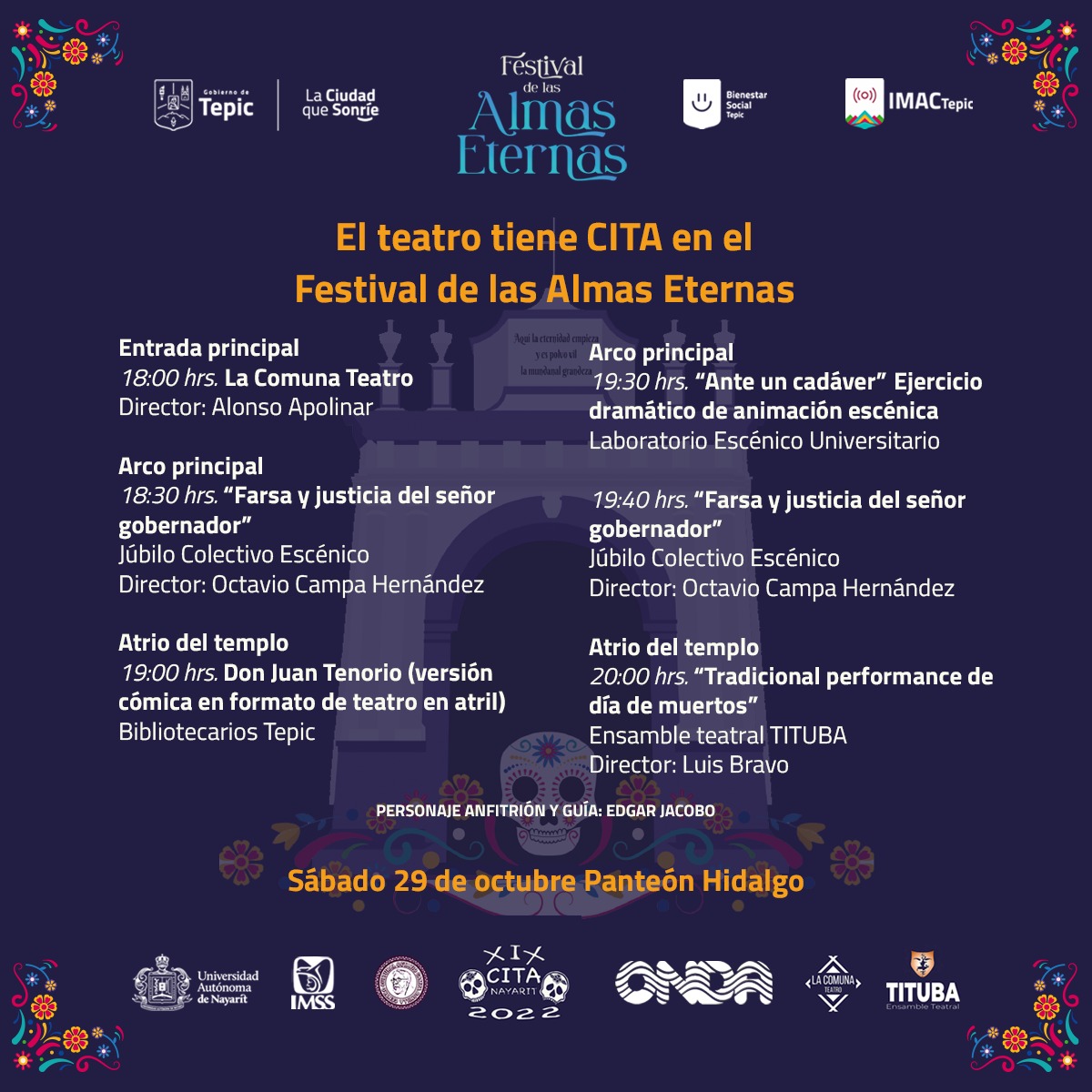 citanayarit's tweet photo. XIX COLOQUIO INTEGRAL DE TEATRO ALTERNATIVO 2022

En 2004 se realizó la primera emisión del Coloquio Integral de Teatro Alternativo en Nayarit. CITA de teatro para propiciar el encuentro entre teatreras, teatreros y público. 
               1/9 https://t.co/UH4hxf6fsK