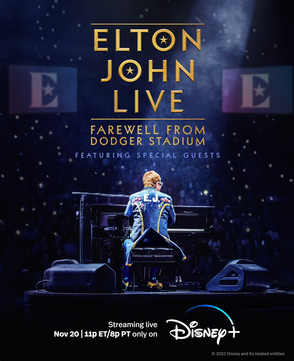 We can guarantee that you won’t want to miss this.

Elton John Live: Farewell from Dodger Stadium, the Original concert event, is streaming live November 20, only on #DisneyPlus. #EltonFarewellTour #EltonLive