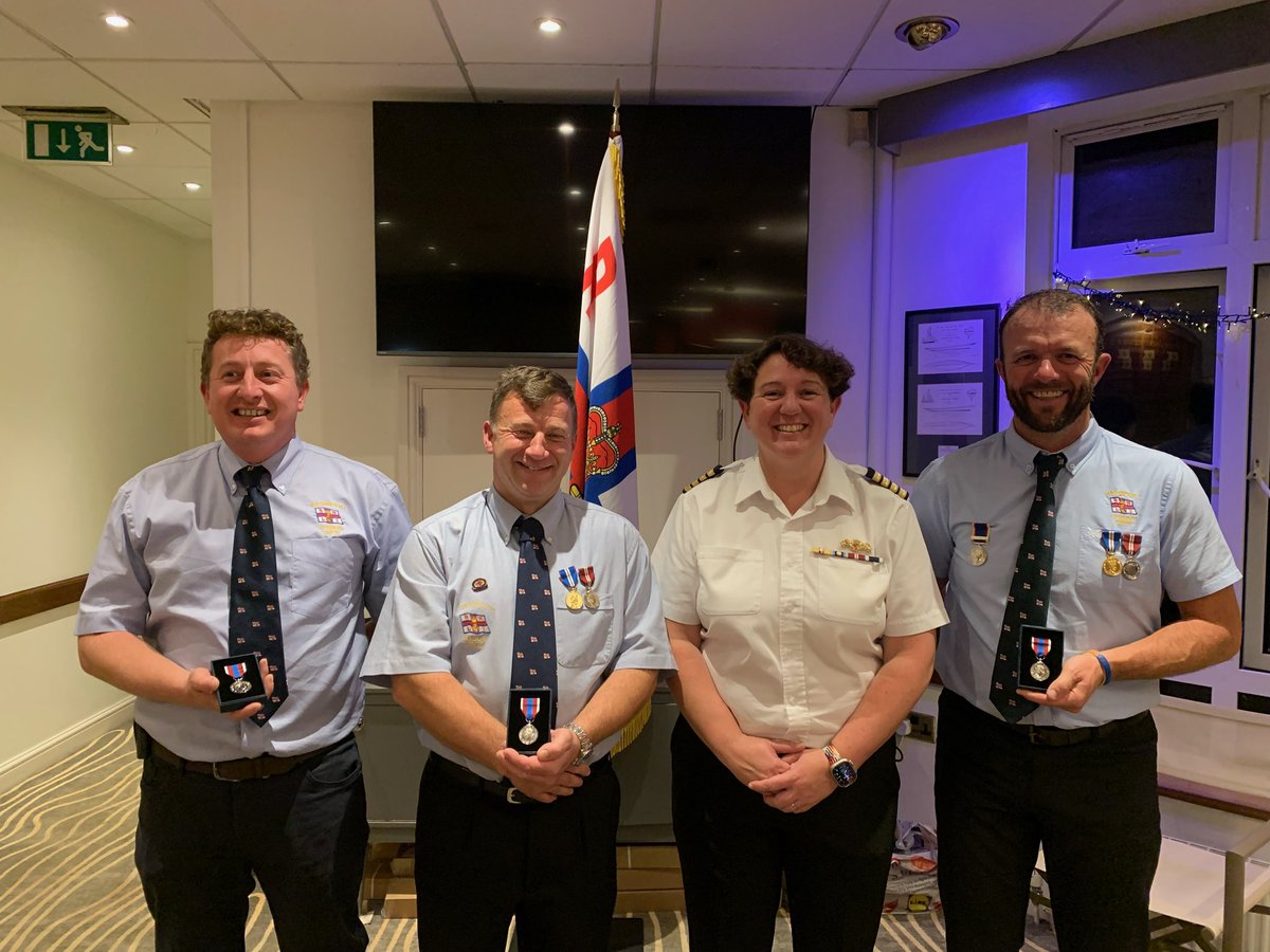 willb1974's tweet photo. Proud night with the Crew receiving our Queen’s Platinum Jubilee Medals🏅 @teignmouthhbr @Teignmouth_RNLI @RNLI https://t.co/fQzJBAt9kV