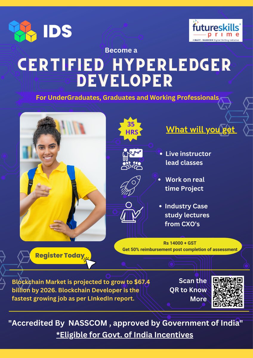 IDSBiz's tweet photo. Become a Certified Hyperledger Developer with IDS Training and build a bright future for yourself.

IDS is a Certified Hyperledger Training provider and provides live Instructor Led Training.

You can view and Register complete info about the course here: https://t.co/uNGHJ1yVQs https://t.co/tRIDy75y8n