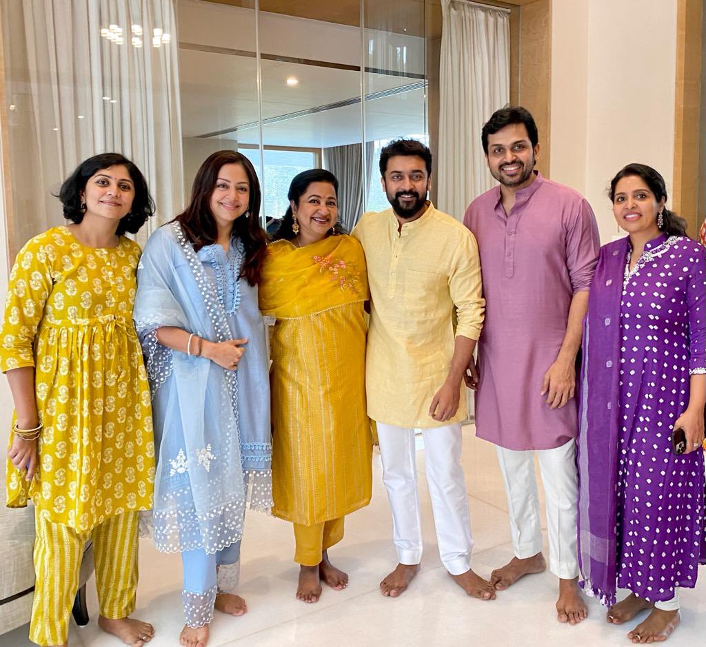 realradikaa's tweet image. Deepavali with #sivakumar anna and family @Suriya_offl @Karthi_Offl #jotika @Brindhashiv