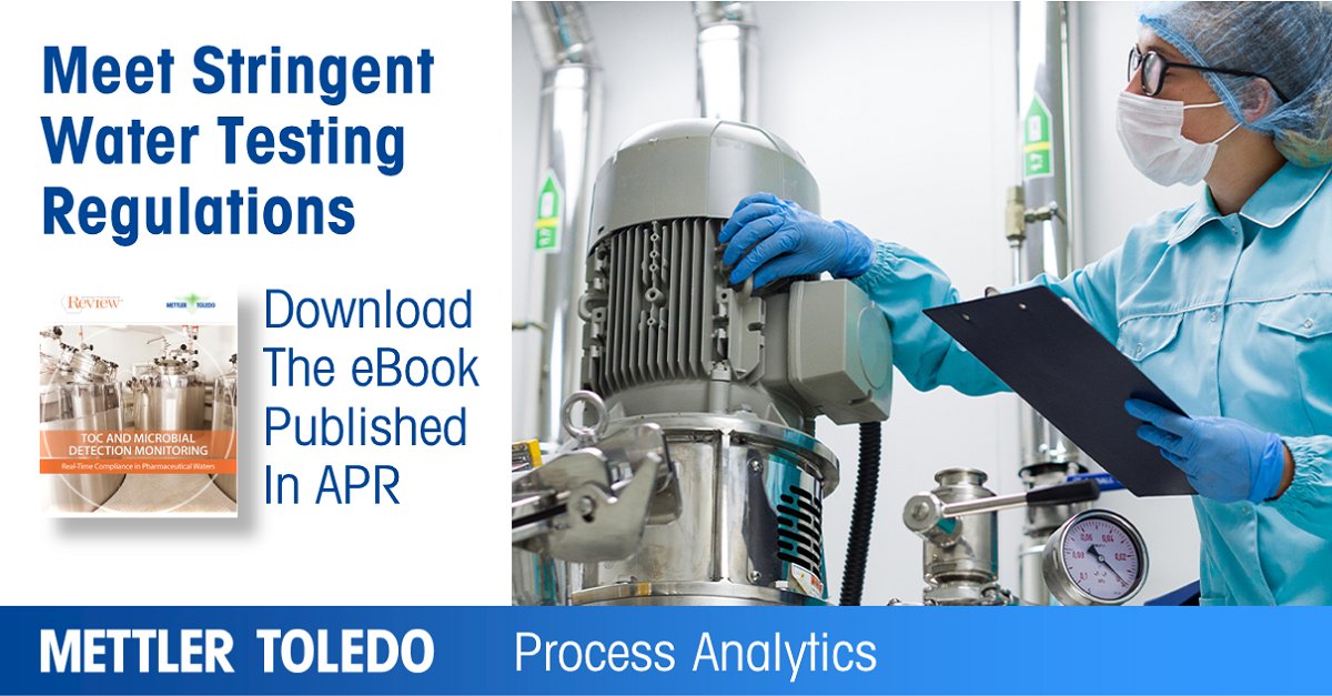 mettlertoledo's tweet image. Proper and accurate monitoring of pharma water systems is imperative to deliver the highest quality products. Download this eBook and read articles written to help you meet the demands of ever-stricter water testing regulations. #TOC #MicrobialDetection okt.to/kWVbps