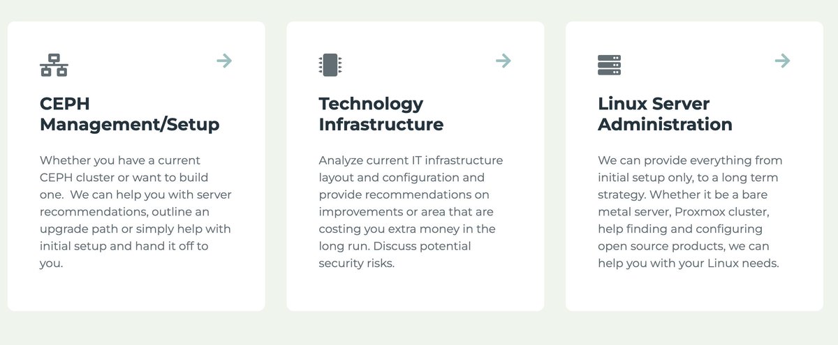 BoldSmartTech's tweet photo. Whether you have a current #CEPH cluster or want to build one.  Analyze current #IT infrastructure layout and configuration and provide recommendations on improvements or area that are costing you extra money in the long run. #Linux #Kubernetes #Proxmox https://t.co/EiuJJvMc86