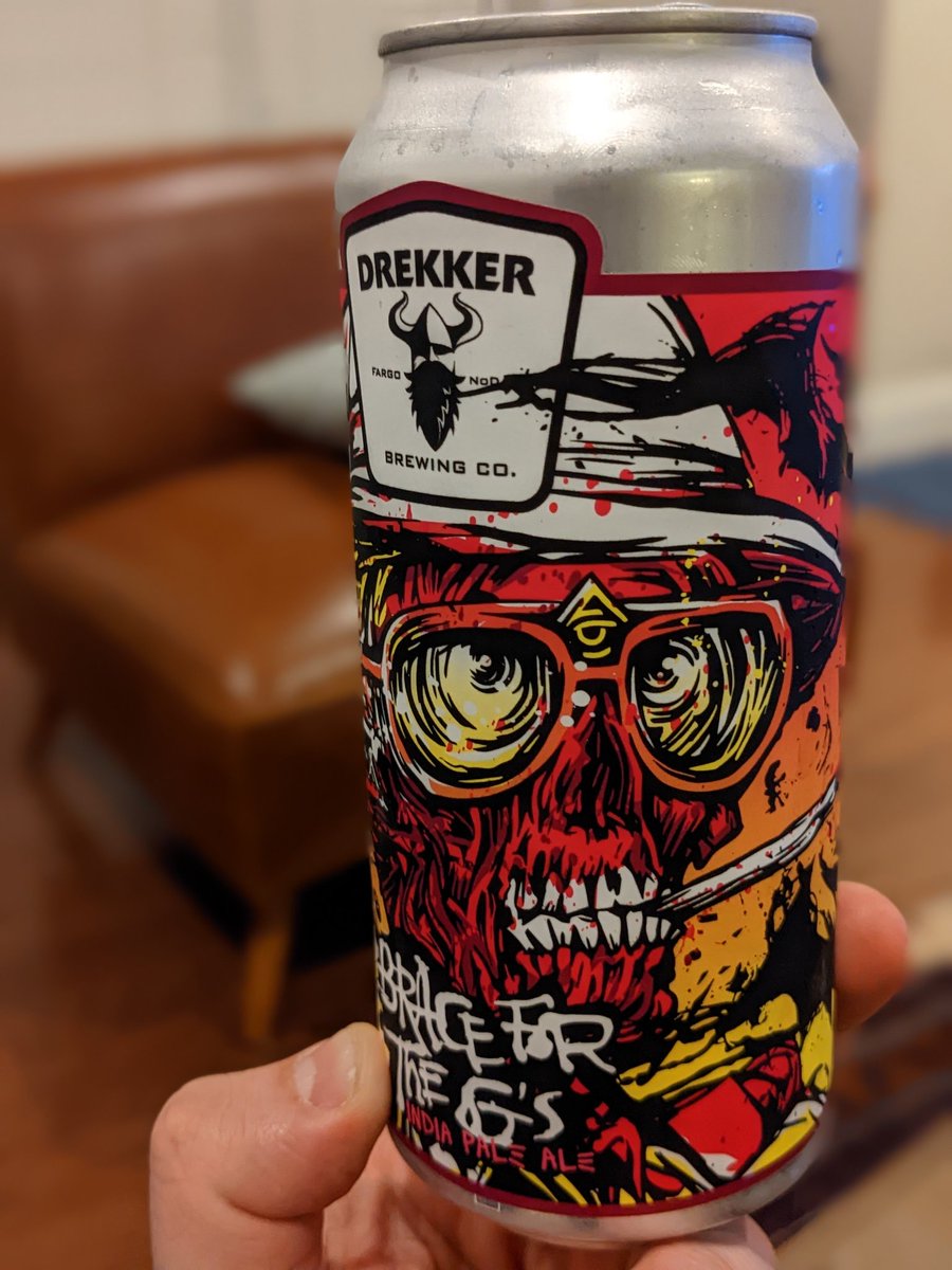 beerboybrews's tweet photo. @drekkerbrewing Brace for the Gs IPA. #ndbeer #beerme #huntersthompson #ipa #ralphsteadman #drekkerbrewing https://t.co/5EmYU74U9X