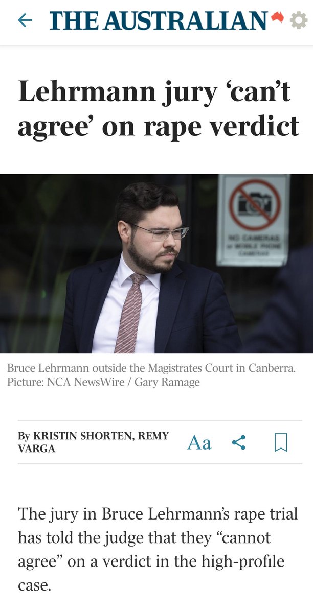 chriscornish's tweet photo. All it takes is for one person on the jury to have heard #LisaWilkinson 's claims , or know Heidi Yates, the Victims of Crime Commissioner for the ACT, believes Higgins is a victim, and they will never find innocent regardless of whether there is any proof. #ACTfail https://t.co/F12lCm4X8j