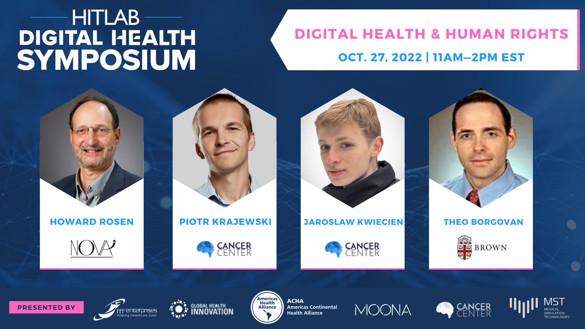 CancerCenterAi's tweet photo. Looking forward to speaking during HITLAB's Digital Health Symposium: Digital Health &amp; Human Rights, on Thursday (October 27th at 11:45 am EDT). Hope you can join!

Below is a link to register if interested:

https://t.co/HjaoB83Bjl https://t.co/0ChYun606C