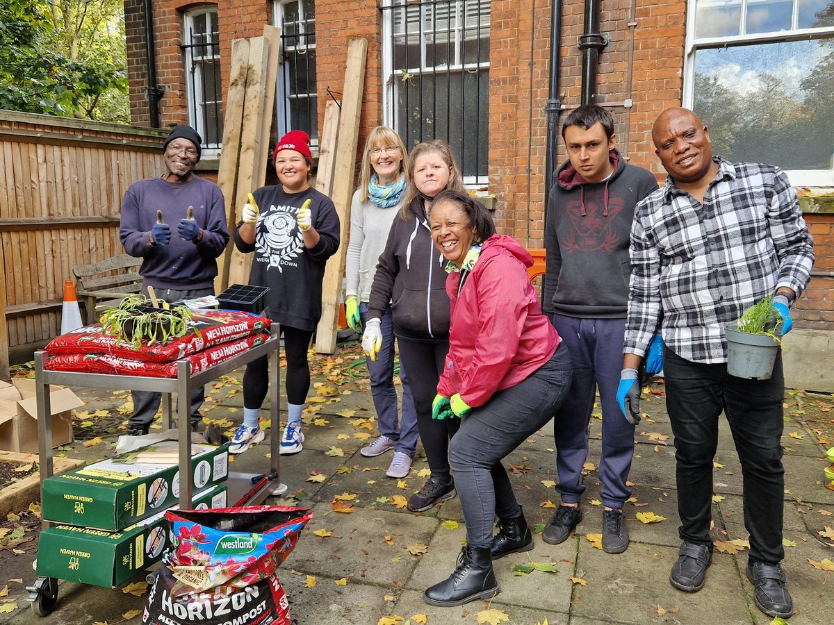 Working hard on creating a vegetable garden right here <a href="/Vestryhall/">Vestry Hall</a> thank you <a href="/Focus41London/">Focus 4 1</a> for your time and efforts,  we look forward to seeing your project progress 😀 #Mindfulness #volunteering #mentalhealth
