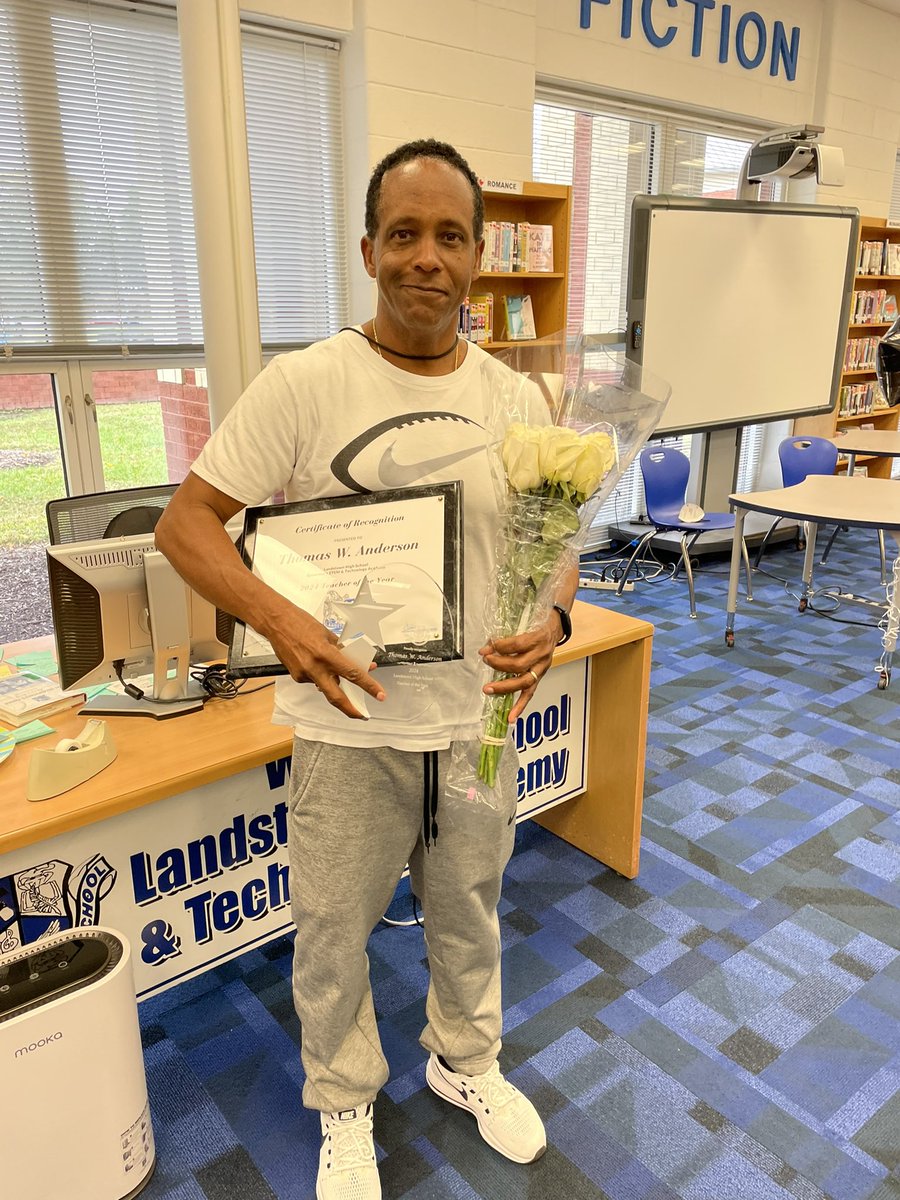 MsPeeJay's tweet photo. Congratulations Coach Thomas Anderson @LandstownEagles 2024 Teacher of the Year!  I count it an honor to work with this wonderful human. We are blessed to have him as a teacher, coach and supporter.  He is Mr. Landstown!  Soar Eagle, SOAR! https://t.co/sdaeDWgwlA