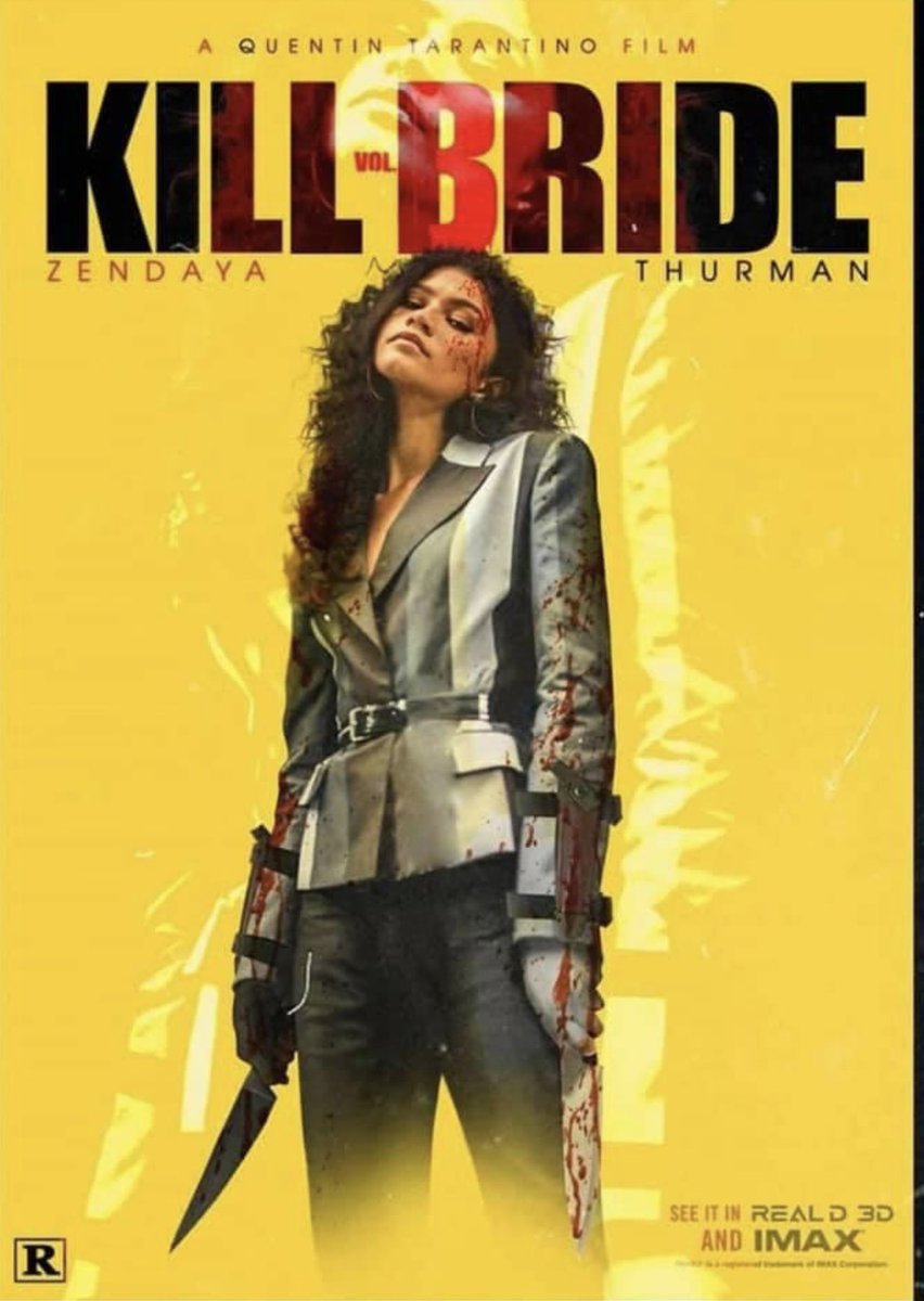 ericdwight's tweet photo. Can someone call @Zendaya and have her call Quentin Tarantino to make something like this happen?  Maybe call Uma Thurman too. #KillBillVol3 https://t.co/d13GWDxjA3