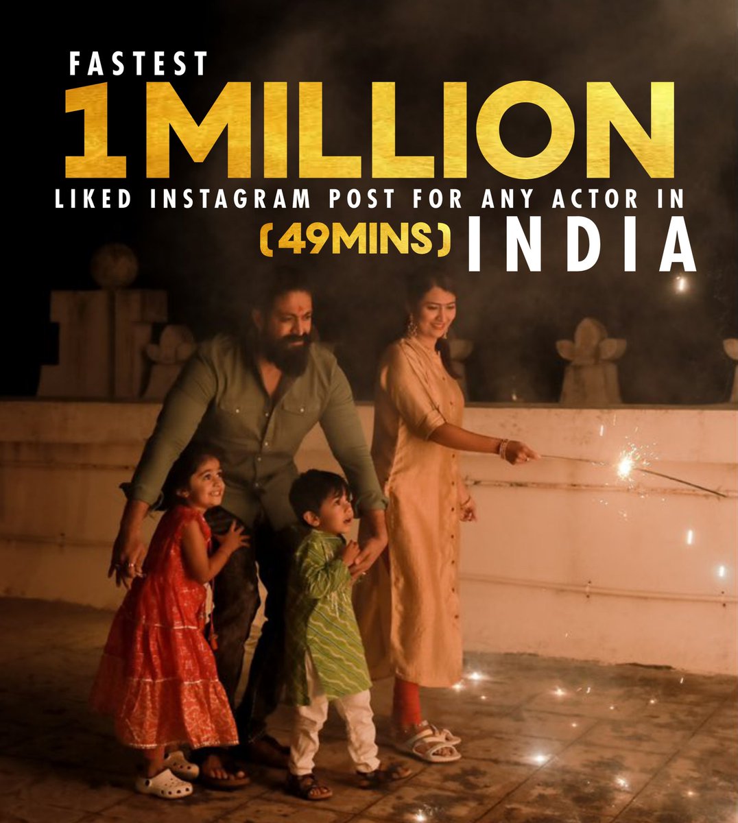 😎💥CEO of India 
<a href="/TheNameIsYash/">Yash</a> Boss #Deepavali Wishes Post Became Fastest to hits 1M Likes (49mins) In Instagram For An Indian Actor 💥
#Yash19 #YashBOSS