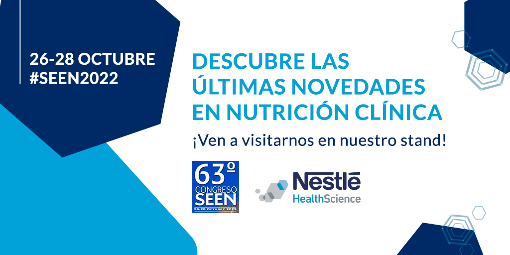 Nestlehealthsc's tweet photo. Nos vemos mañana en el 63 Congreso  #SEEN2022 del 26 al 28 de Octubre. ¡Visítanos en nuestro stand para descubrir nuestras últimas novedades en nutrición clínica! https://t.co/TH7MxmUDrb