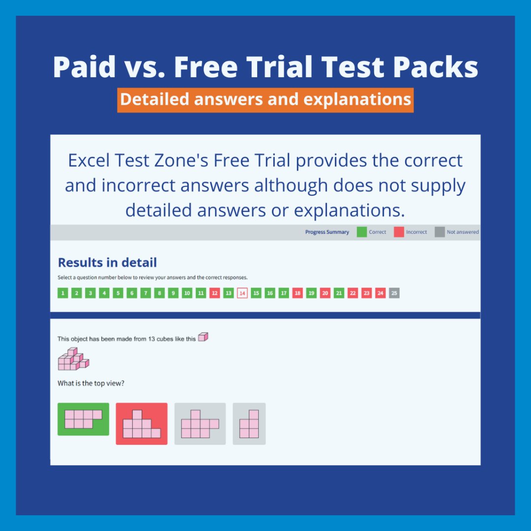 TestExcel's tweet image. How are the answers in a Paid Test Pack and a Free Trial different?✍️
Excel Test Zone&apos;s paid test pack provides detailed explanations and worked solutions for all questions.
The free trial does not include detailed explanations and worked solutions.
#exceltestzone #excel #test