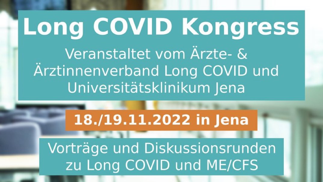 1/2🥁
18.+19.11. Jena:
1.Kongress des Ärzt*innenverbandes LongCovid+
@UKJ_Jena:
"#LongCovid +#MECFS"

mit veranstaltet von:
<a href="/LongDeutschland/">Long COVID Deutschland (LCD)</a>
<a href="/dg_mecfs/">Dt. Ges. für ME/CFS</a>
<a href="/FatigatioeV/">Fatigatio e.V. - Bundesverband ME/CFS</a>
@POTSDys 

Teilnahme für Betroffene #LongCovid
#MECFS
#PostVac kostenfrei! 

long-covid-kongress.de