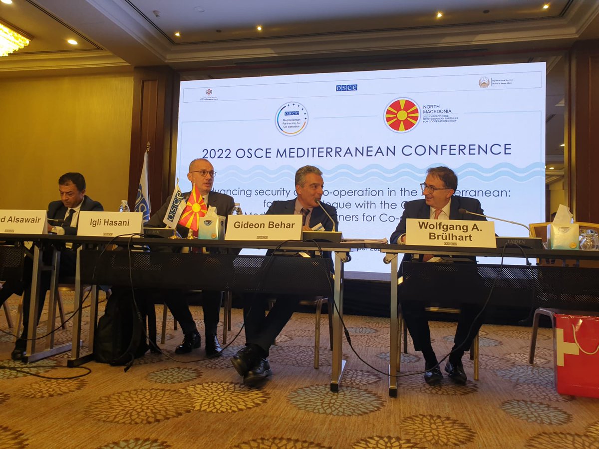 At #OSCE MedPartners Conference in 🇯🇴 , I was a speaker on the panel on “Climate Change and Security in MENA”. I mentioned 3 concrete actions of cooperation: #youth with @USI_MEM #BluePeace and #buildingbridges22