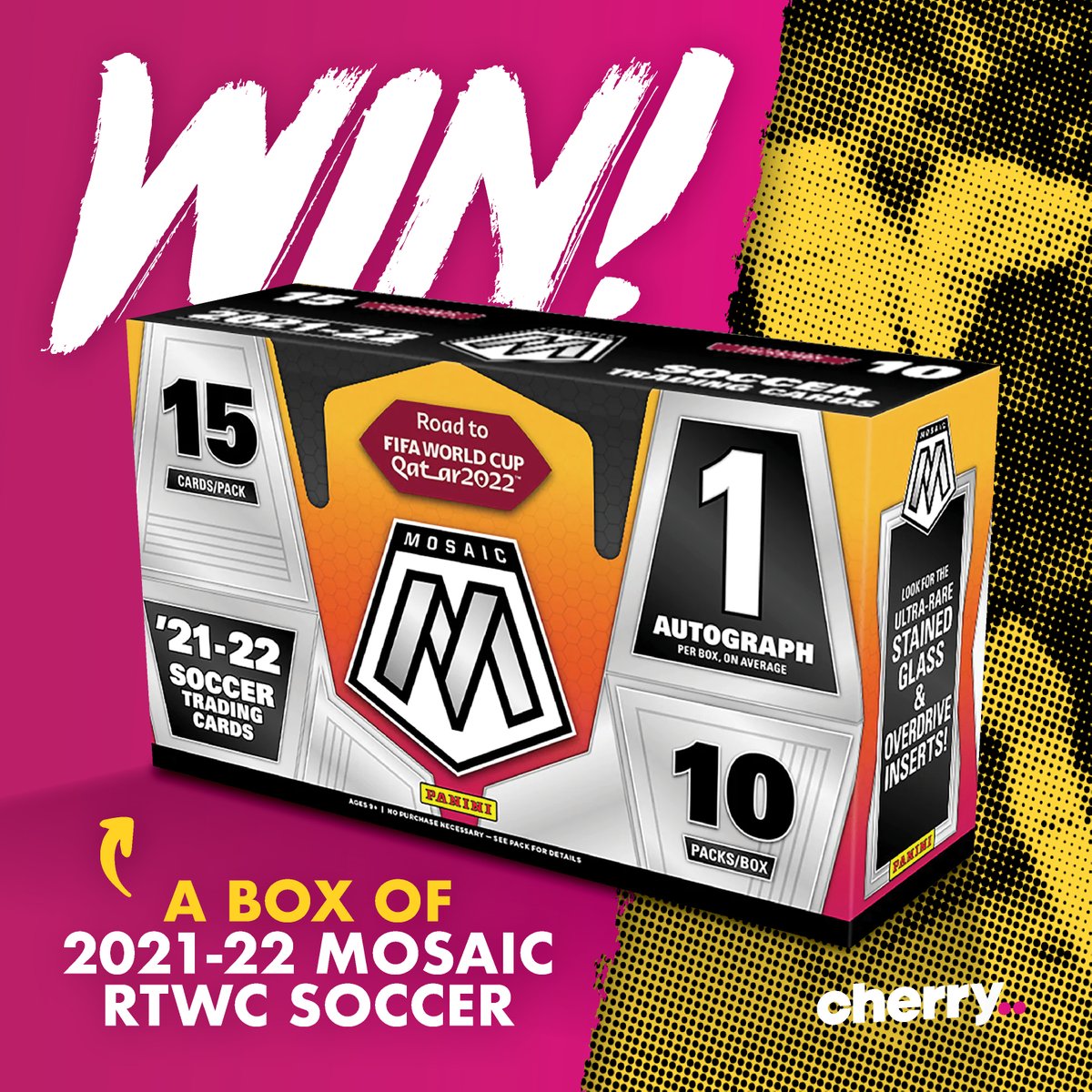 cherrycollect's tweet photo. Giveaway! 🍒 = ⚽️ I told we were doing more giveaways! For a chance to win a box of RTWC Mosaic:
1. RT this post,
2. Post "Cherry = Soccer Cards" in the comments and
3. Make sure you have a Cherry account!

I'll draw the winner this Friday 28th Oct #thehobby https://t.co/HVMHxjMec2