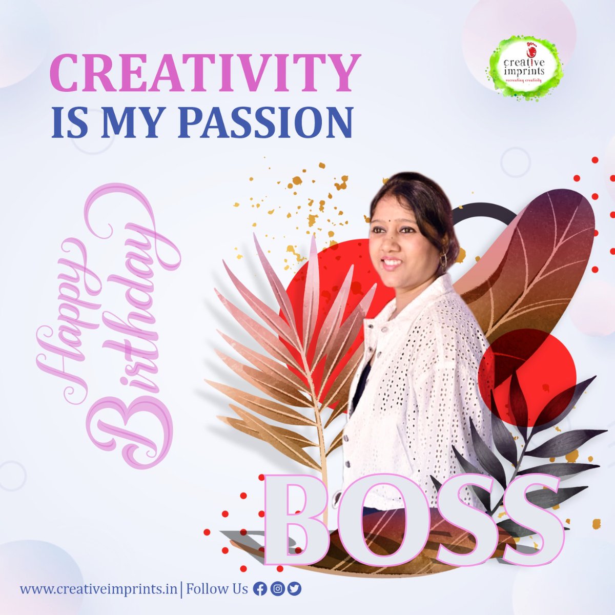 CreativeImprnts's tweet photo. You have all the qualities that make a great and inspirational leader, and We all feel very blessed to have you as a superior.

Happy Birthday Ma'am !!!
@hansasinha @ParimalMadhup 
#boss #birthday #faceofcreativity #creativedirector #ladyboss #bosslady https://t.co/SYve2ZqplF