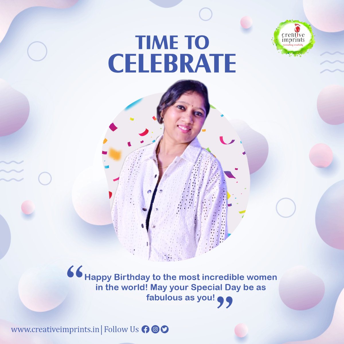 CreativeImprnts's tweet photo. You have all the qualities that make a great and inspirational leader, and We all feel very blessed to have you as a superior.

Happy Birthday Ma'am !!!
@hansasinha @ParimalMadhup 
#boss #birthday #faceofcreativity #creativedirector #ladyboss #bosslady https://t.co/SYve2ZqplF
