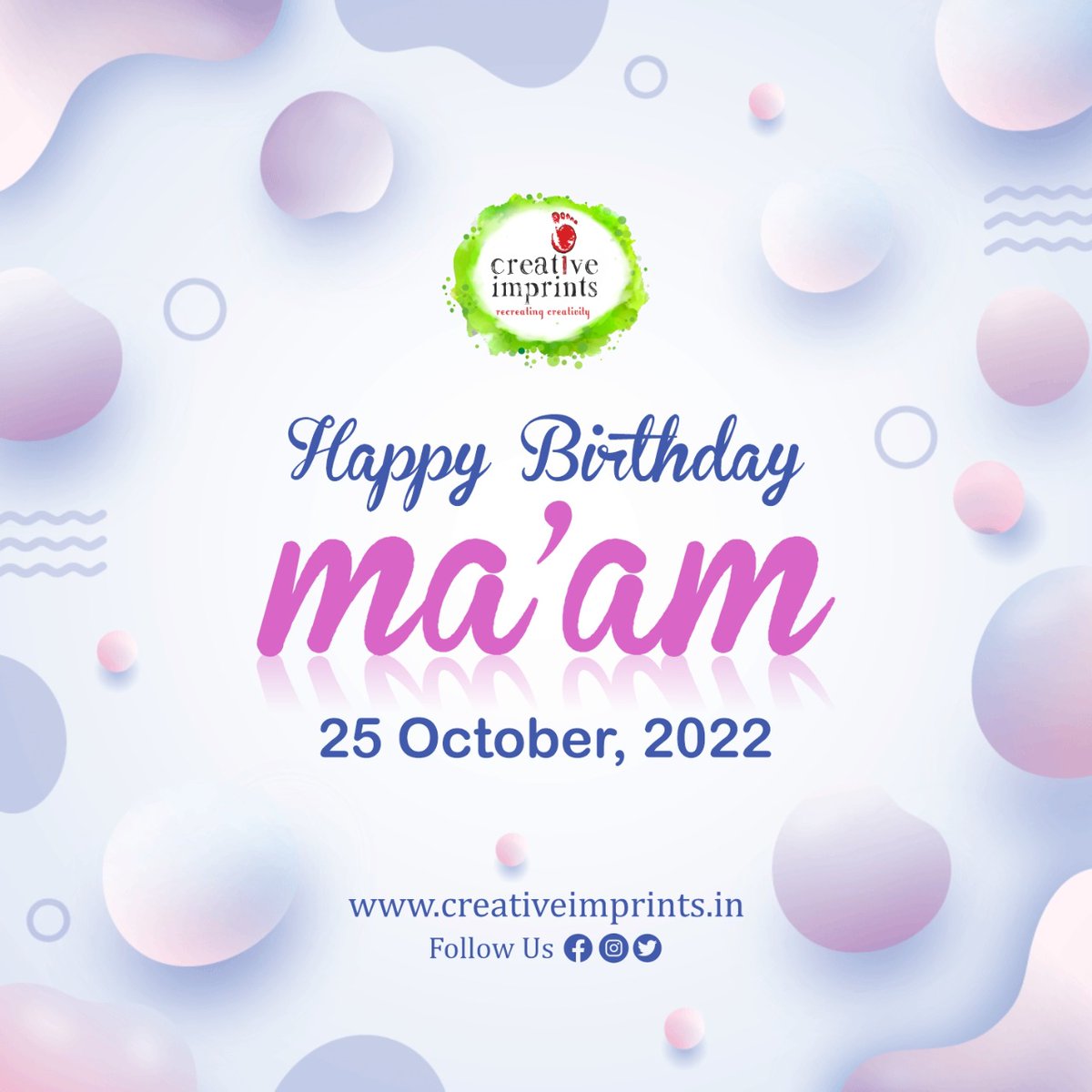 CreativeImprnts's tweet photo. You have all the qualities that make a great and inspirational leader, and We all feel very blessed to have you as a superior.

Happy Birthday Ma'am !!!
@hansasinha @ParimalMadhup 
#boss #birthday #faceofcreativity #creativedirector #ladyboss #bosslady https://t.co/SYve2ZqplF