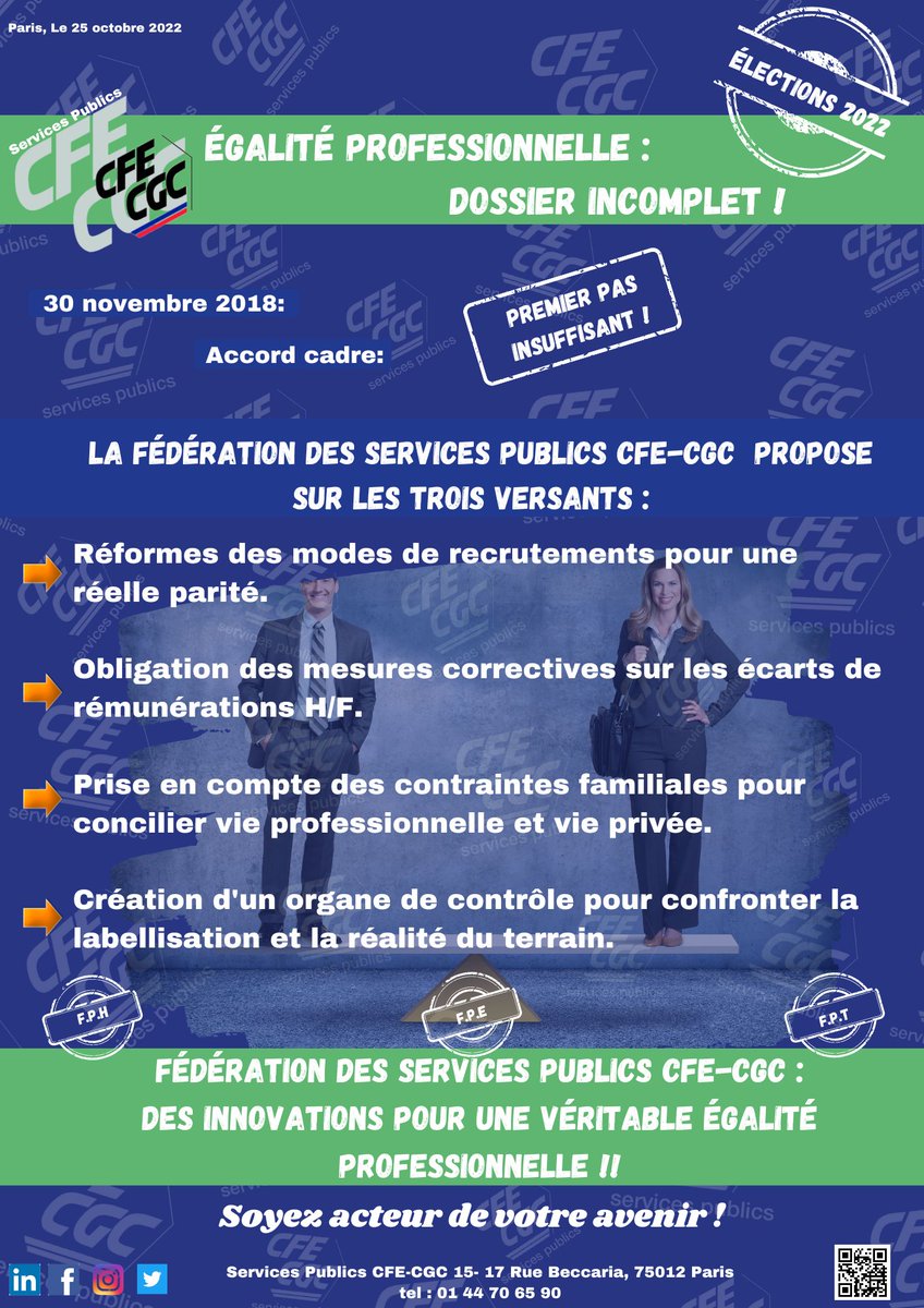 cfecgcfp's tweet photo. Égalité Professionnelle : Dossier incomplet #CFECGC #fonctionpublique #egaliteprofessionnelle #egalitehommefemme #electionprofessionnelle2022 #syndicat #fPE #fFPH #FPTP https://t.co/cq0HcdygF5