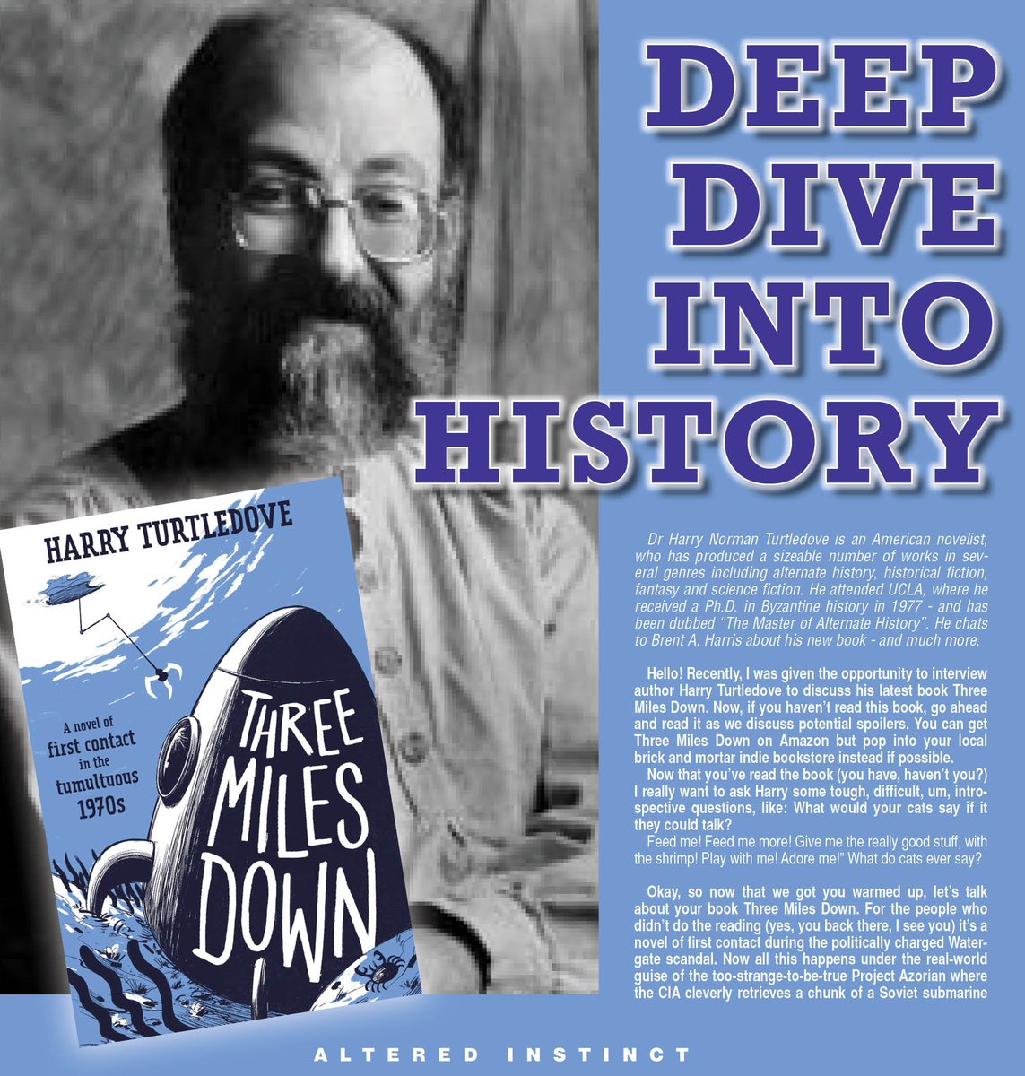BrentAHarris1's tweet image. Harry Turtledove stops by for a chat about his latest book, #alternatehistory, and the true rulers of humanity: cats.
Full chat here alteredinstinct.com/2022/10/meet-a…