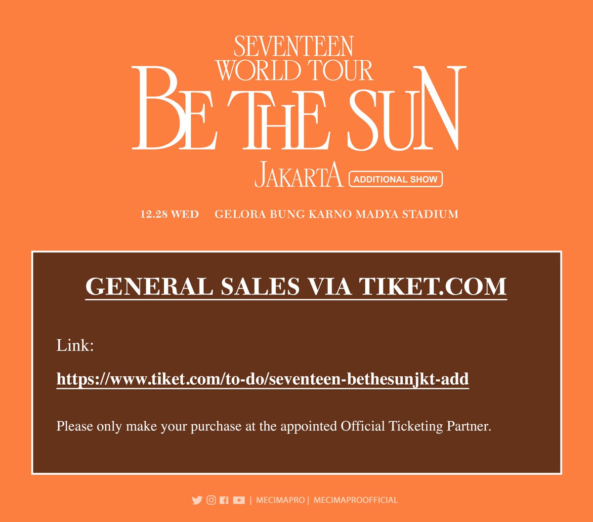 mecimapro's tweet photo. #BETHESUNinJKT - General Sales via @tiket starts at 2PM WIB!
CARATs, see you soon for another round of SEVENTEEN #BETHESUN JAKARTA this December! Let's celebrate the year-end together with #SEVENTEEN!
-
🔗: https://t.co/hZoL6i6Xlk 

#세븐틴 
#SVT_WORLDTOUR_BETHESUN https://t.co/uH9ITMI4rd